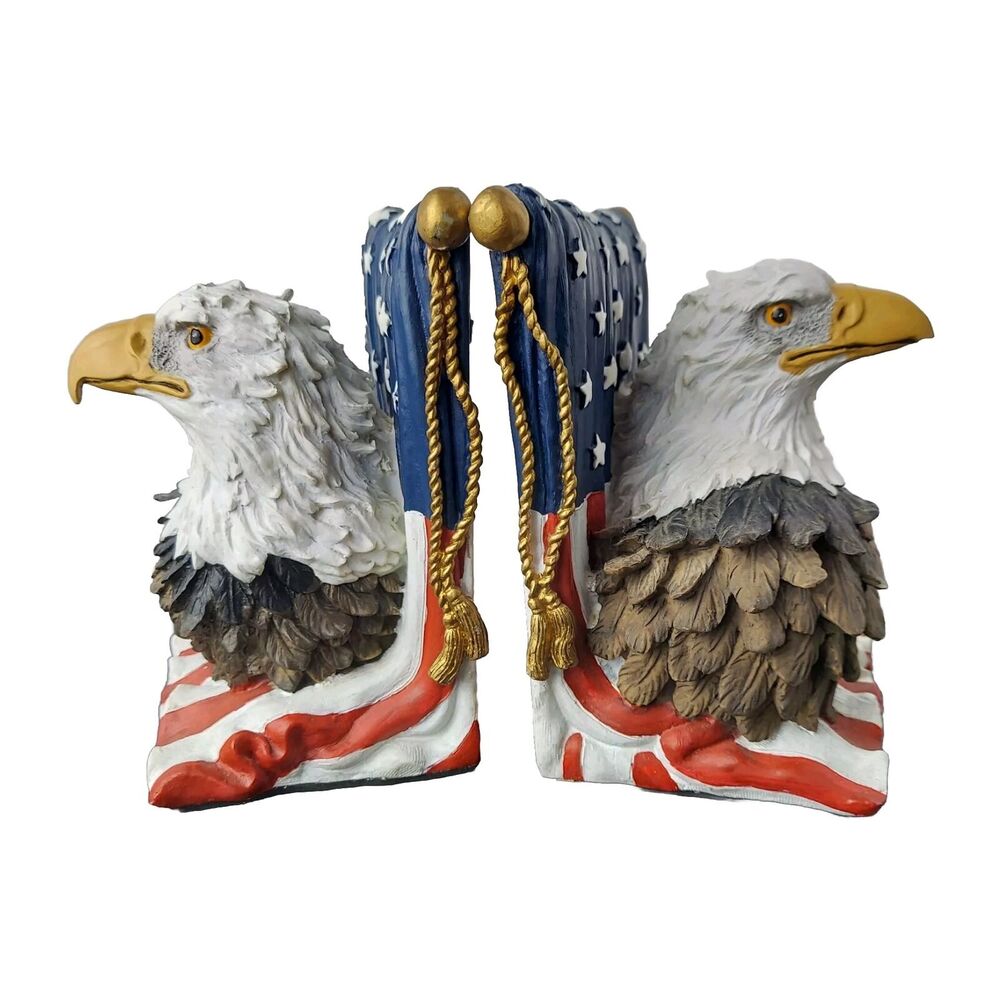 Avery Creations Bookends Majestic Bald Eagle American Flag 1998 USA VTG, 5 3/4"